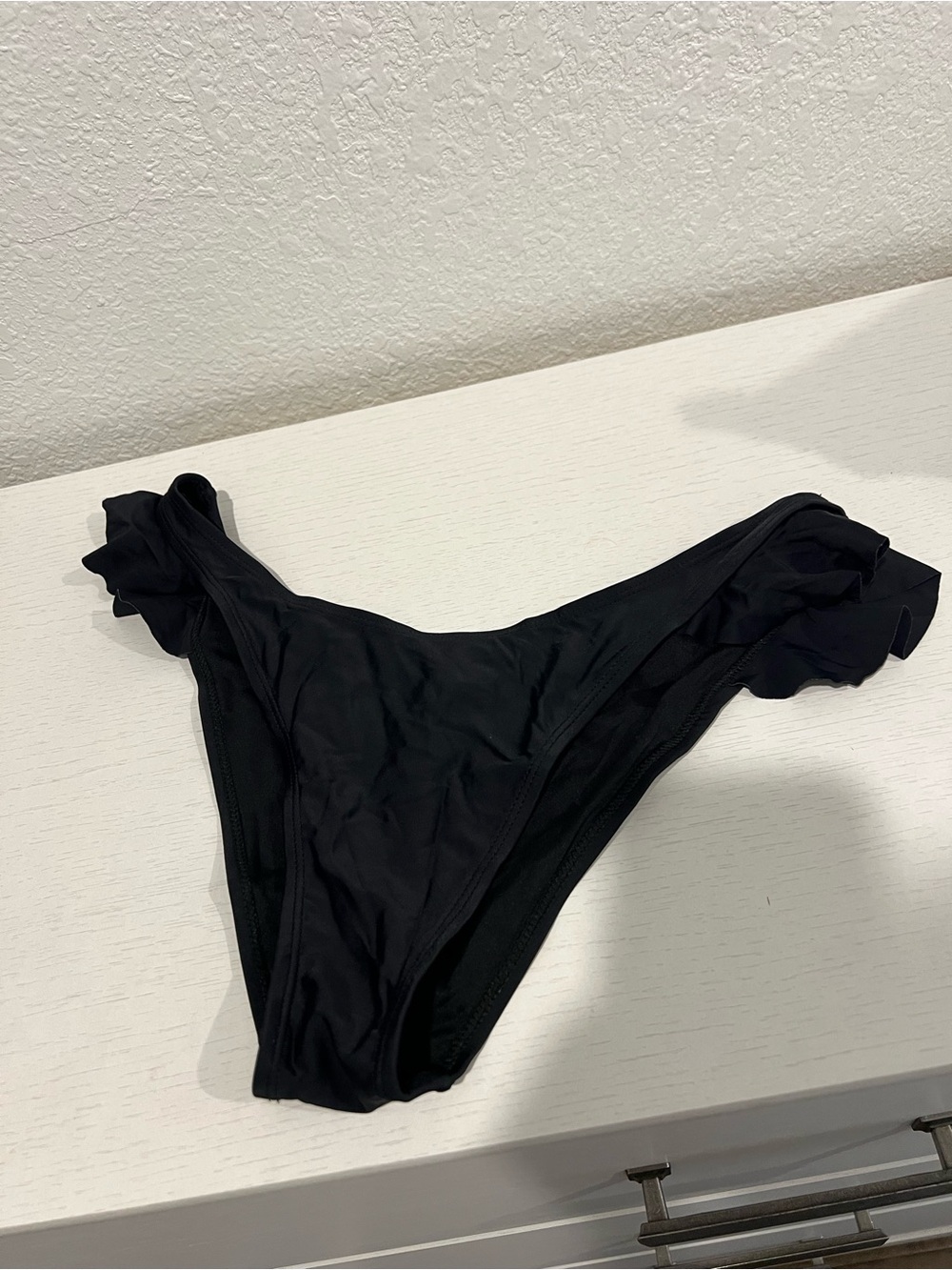 Kendall & Kylie Black Ruffle Side Bikini Bottom